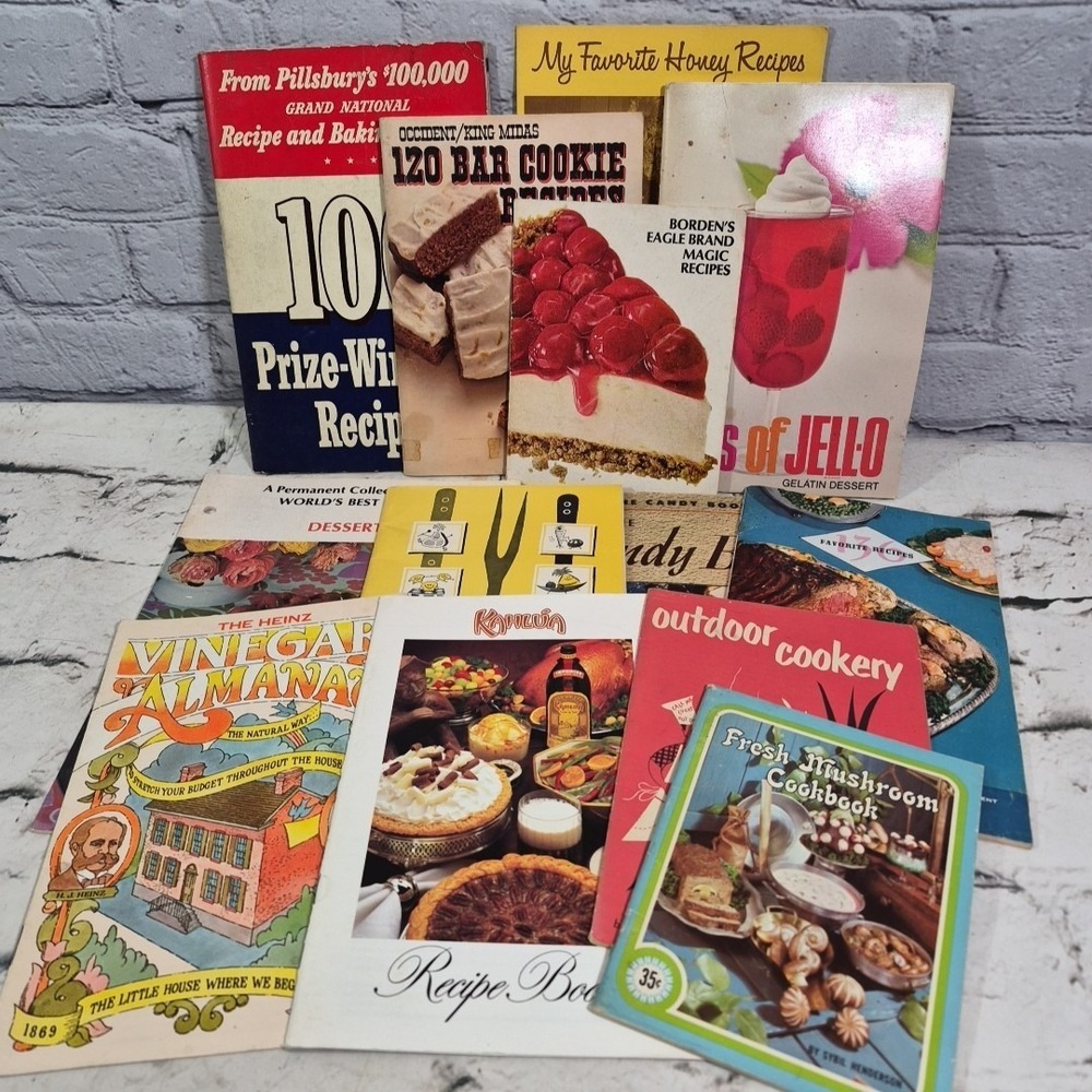 Vintage Cookbook Recipe Guide Booklets Lot Of 13 Desserts Jello Kahlua Vinegar
